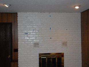 Before, blank fireplace.